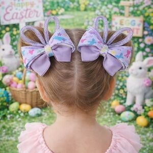 Purple Easter Hair Bows